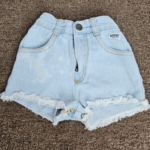 Vintage Guess Light Wash Jean Cutoff Shorts Sz 12M Kids Snaps Made In USA